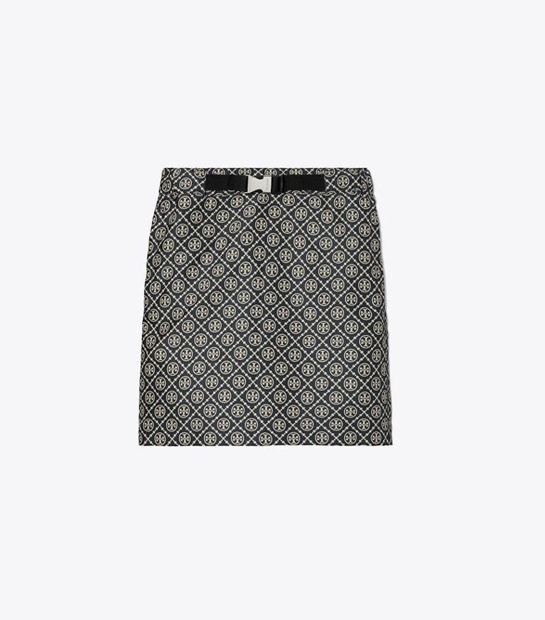Tory Burch diseñador prendas inferiores Falda de jacquard técnico con monograma de T en TORY NAVY T MONOGRAM SMALL SPORT frontal