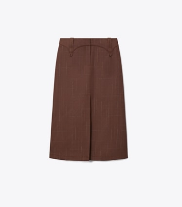Tory Burch diseñador prendas inferiores Falda de lana en Chocolate frente