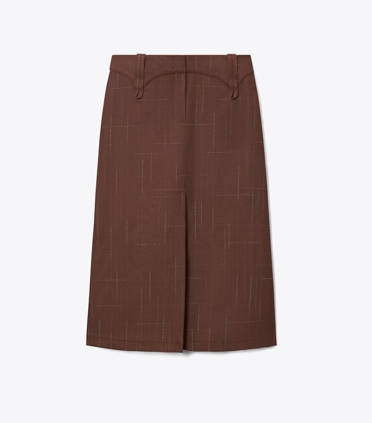 Tory Burch diseñador prendas inferiores Falda de lana en Chocolate frontal