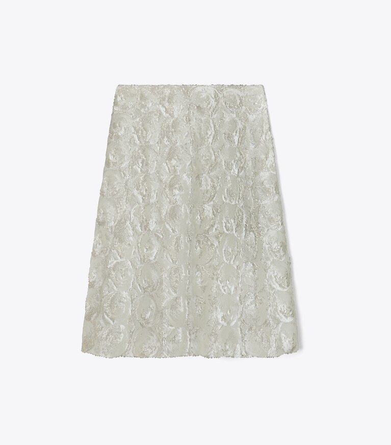 Tory Burch diseñador prendas inferiores Falda de lentejuelas adornada en Marshmallow frente