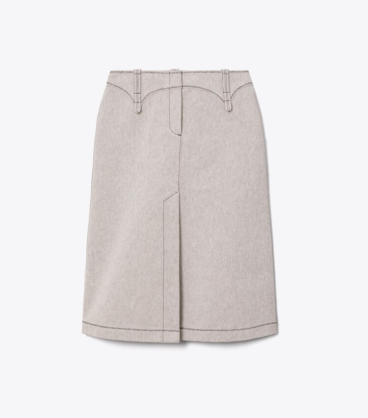 Tory Burch diseñador prendas inferiores Falda de lona de algodón en Black / Ivory frente