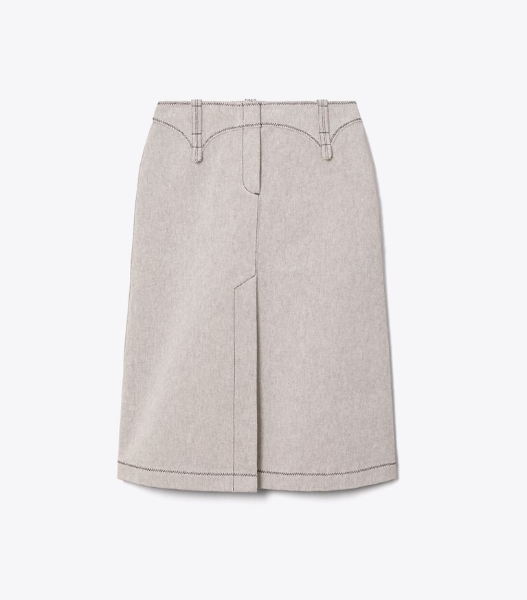 Tory Burch diseñador prendas inferiores Falda de lona de algodón en Black / Ivory frente