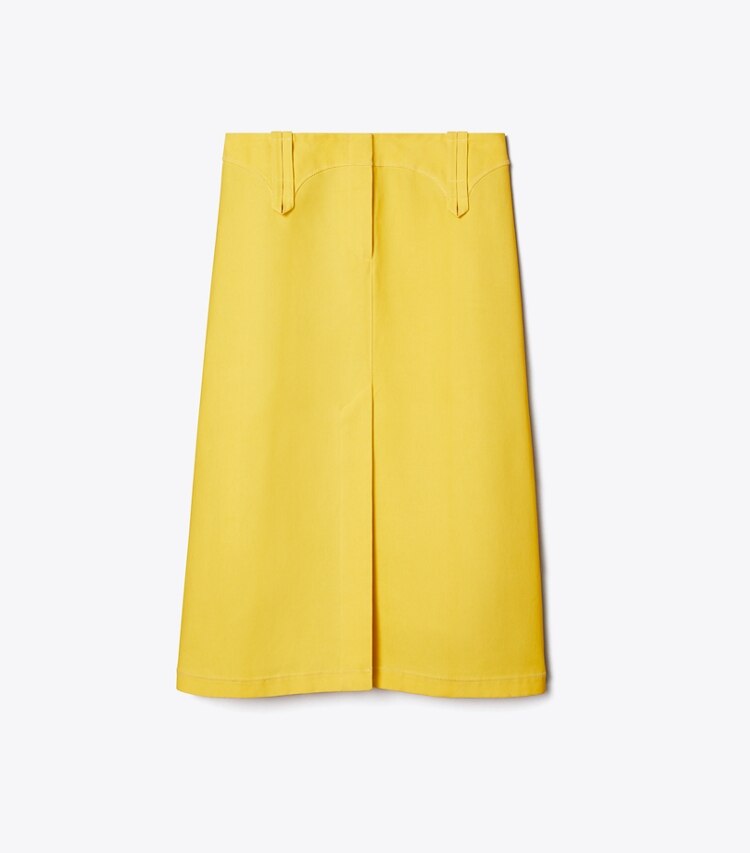 Tory Burch diseñador prendas inferiores Falda de lona encerada en Banana frente