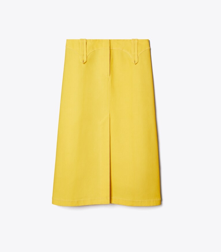 Tory Burch diseñador prendas inferiores Falda de lona encerada en Banana frente