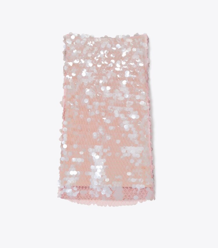 Tory Burch diseñador prendas inferiores Falda de malla con lentejuelas en Snow White / Light Pink frente