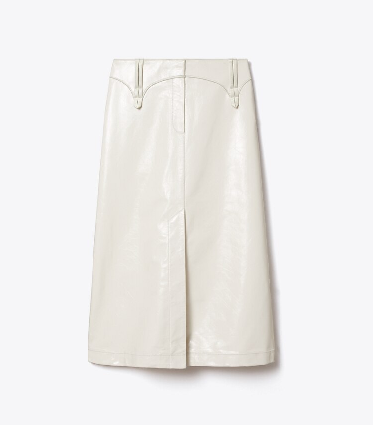 Tory Burch diseñador prendas inferiores Falda de piel en Cream frente