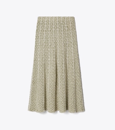 Tory Burch diseñador prendas inferiores Falda de punto plisada en Green / White frente