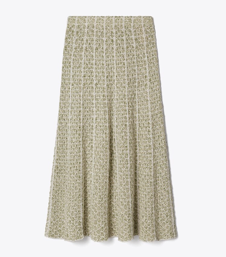 Tory Burch diseñador prendas inferiores Falda de punto plisada en Green / White frente