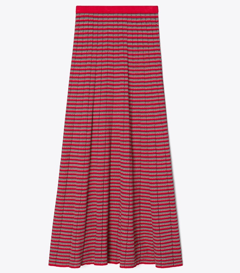 Tory Burch diseñador prendas inferiores Falda de rayas multicolores en Red / Navy / Ivory frente