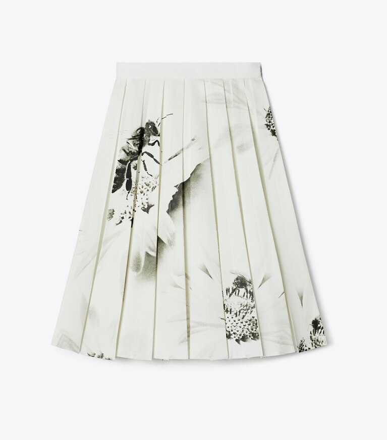 Tory Burch diseñador prendas inferiores Falda de sarga estampada en Gray Bee frente