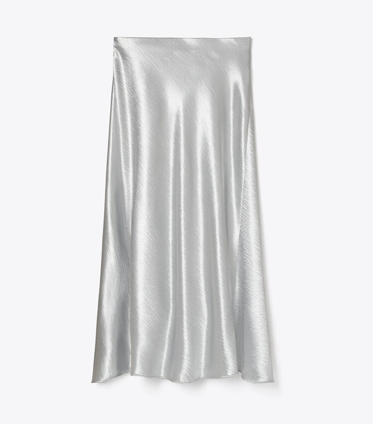 Tory Burch diseñador prendas inferiores Falda de satén en Quartz Gray frente