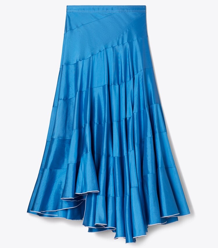 Tory Burch diseñador prendas inferiores Falda de seda acampanada en Bay Blue frente