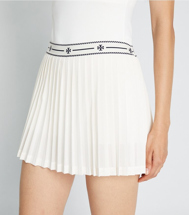 Tory Sport diseñador prendas inferiores Falda de tenis plisada de malla en Snow White detalle en modelo