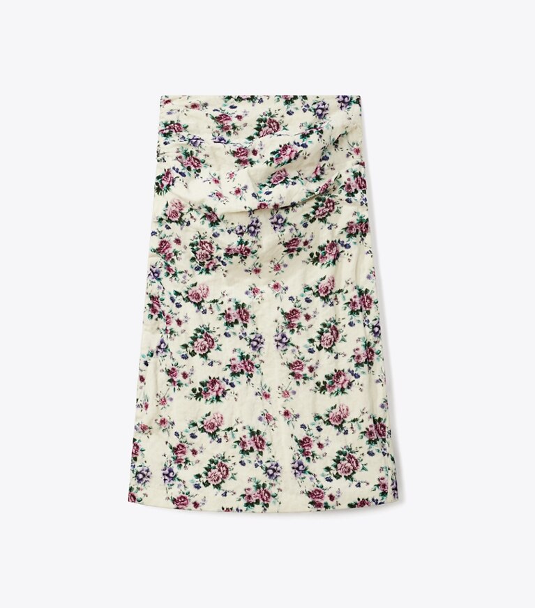Tory Burch diseñador prendas inferiores Falda de terciopelo de algodón estampado en Purple Floral frente