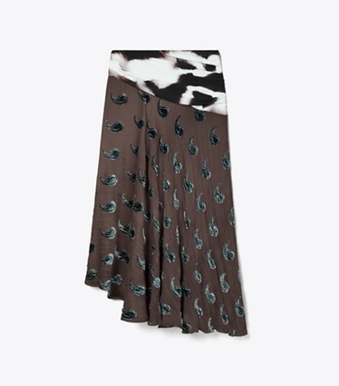 Tory Burch diseñador prendas inferiores Falda de terciopelo en Brown Paisley frente