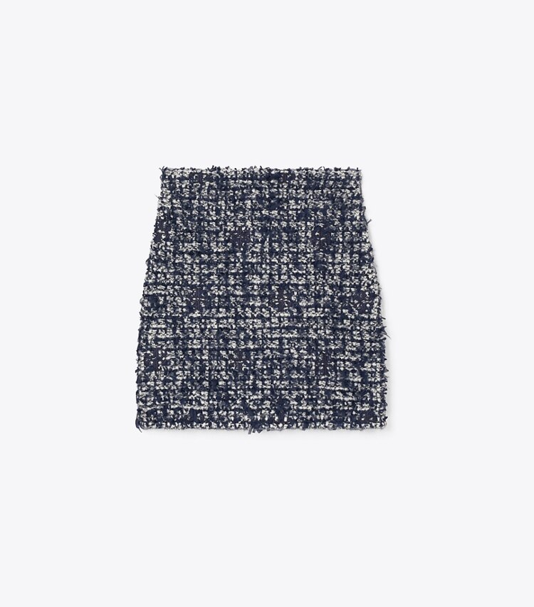 Tory Burch diseñador prendas inferiores Falda Kendra de tweed en Navy / Ivory frente
