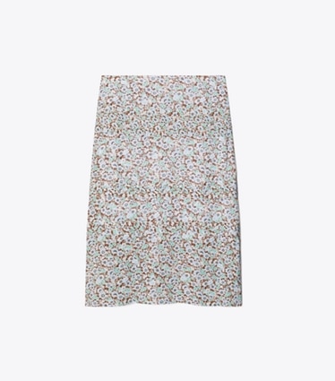 Tory Burch diseñador prendas inferiores Falda plisada de viscosa en Blue Floral frente