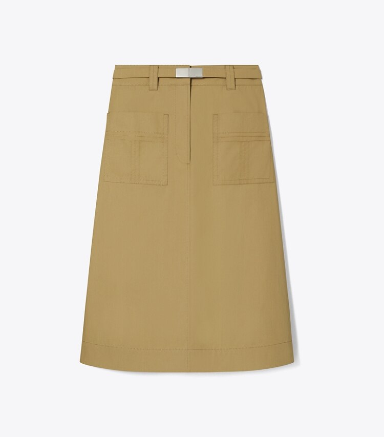 Tory Burch diseñador prendas inferiores Falda tipo camp de algodón en Olive frente