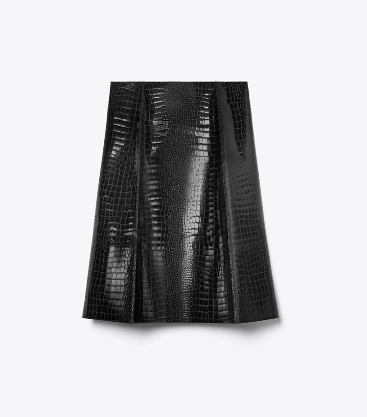 Tory Burch designer bottoms Faux Croc Skirt in Black front