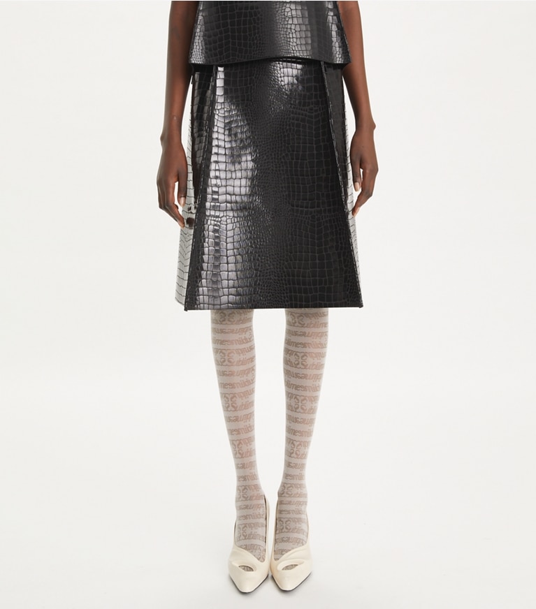 Tory Burch designer bottoms Faux Croc Skirt in Black front