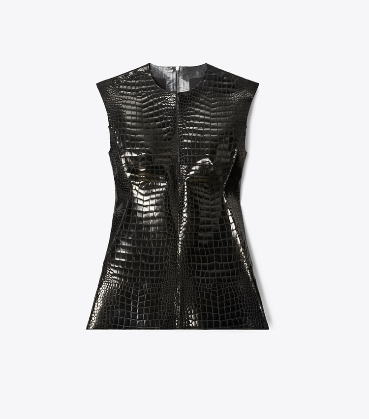 Tory Burch designer tops Faux Croc Top in Black front