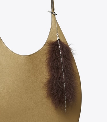 Tory Burch designer bag charms & key rings Feather Bag Charm in Brown detail