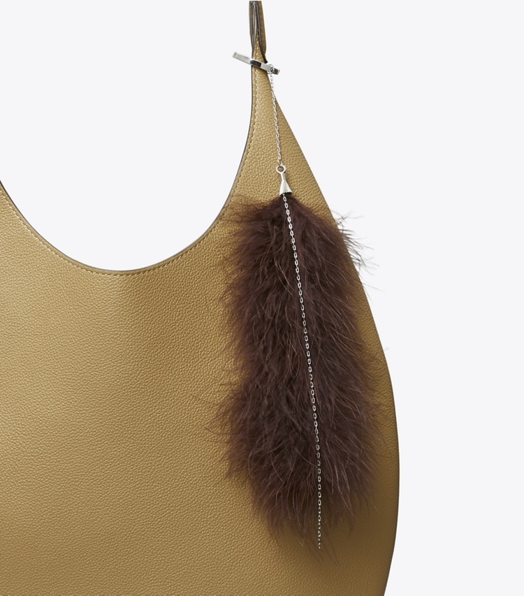 Tory Burch designer bag charms & key rings Feather Bag Charm in Brown detail