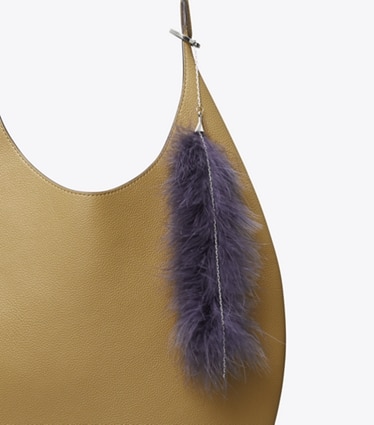 Tory Burch designer bag charms & key rings Feather Bag Charm in Dark Purple detail