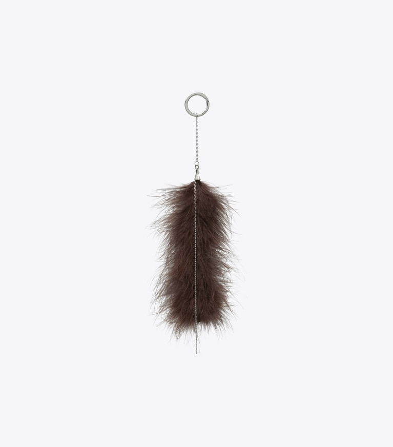Tory Burch designer bag charms & key rings Feather Bag Charm in Brown front