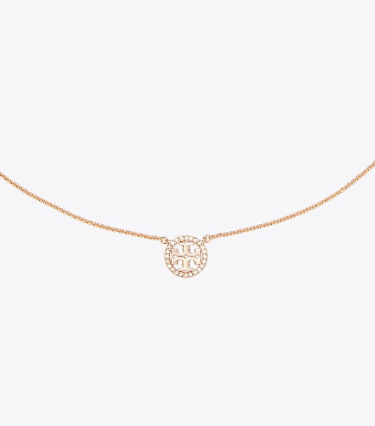 Tory Burch designer halsketten Feine Icon Halskette mit Pavé-Logo in Rose Gold/Crystal detail