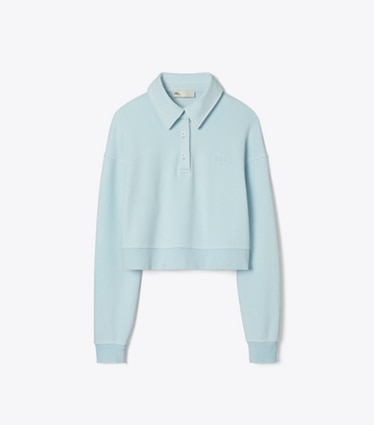 Tory Sport designer maglioni Felpa in spugna di cotone con logo in Pastel Sky front