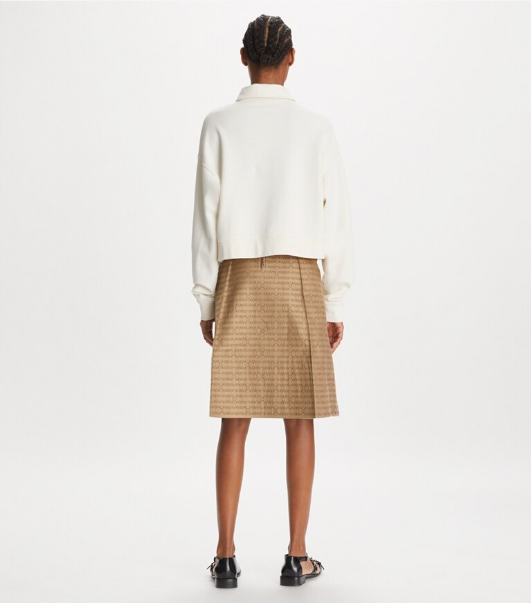 Tory Sport designer maglioni Felpa in spugna di cotone con logo in Ivory White front