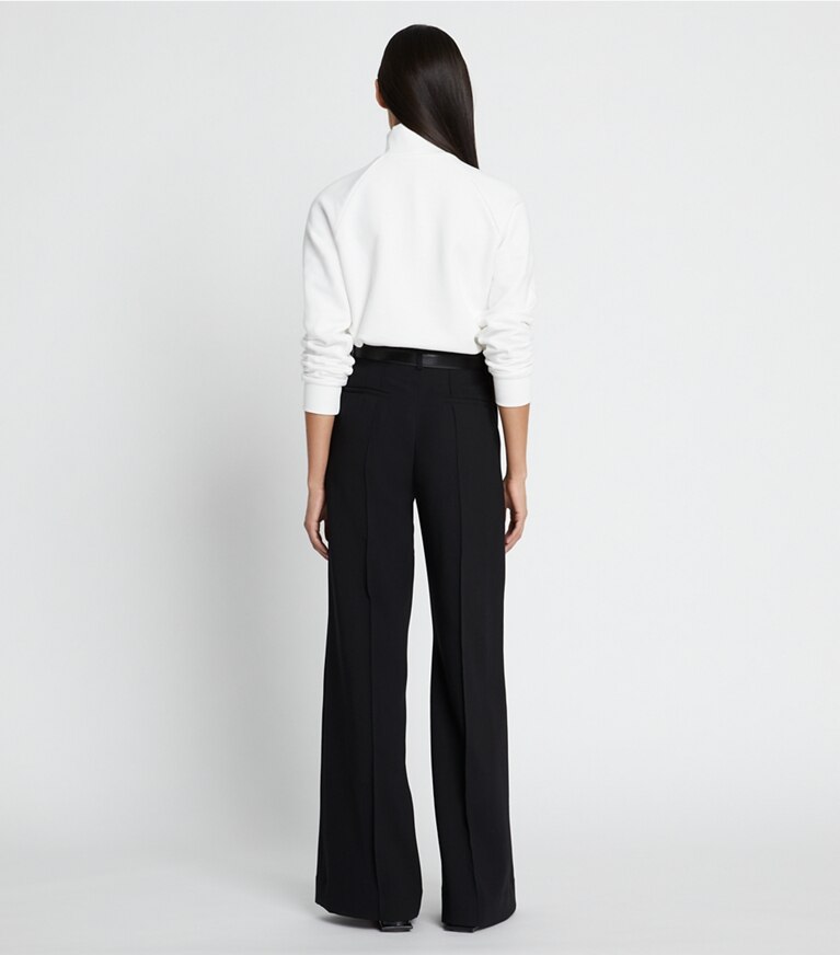 Tory Burch designer maglioni Felpa in spugna di cotone pesante e calda con mezza zip in Snow White front