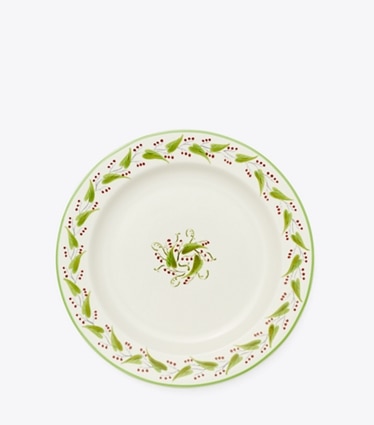 Tory Burch designer tabletop & drinkware Feuille Salad Plate, Set Of 4 in RED/GREEN MULTI front