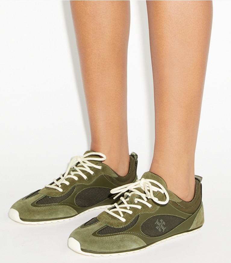Tory Burch designer sneakers Field Sneaker in DARK OLIVE angle