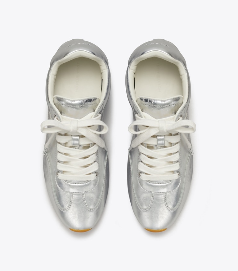 Tory Burch designer sneakers Field Sneaker in ARGENTO angle
