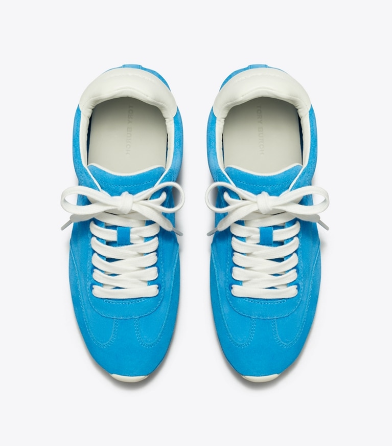 Tory Burch designer sneakers Field Sneaker in CAVE BLUE / BLANC angle