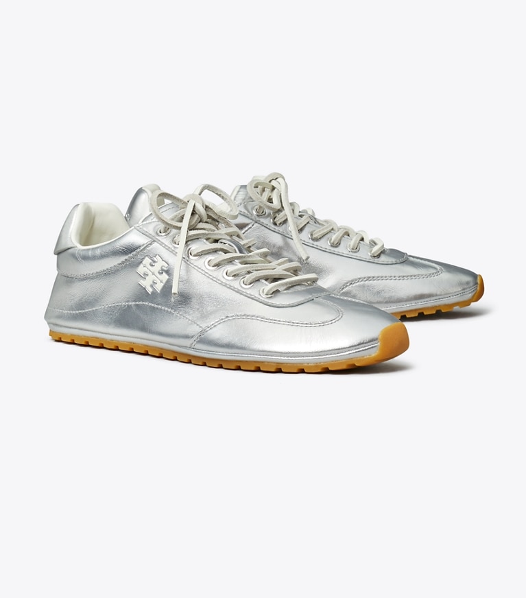 Tory Burch designer sneakers Field Sneaker in ARGENTO angle