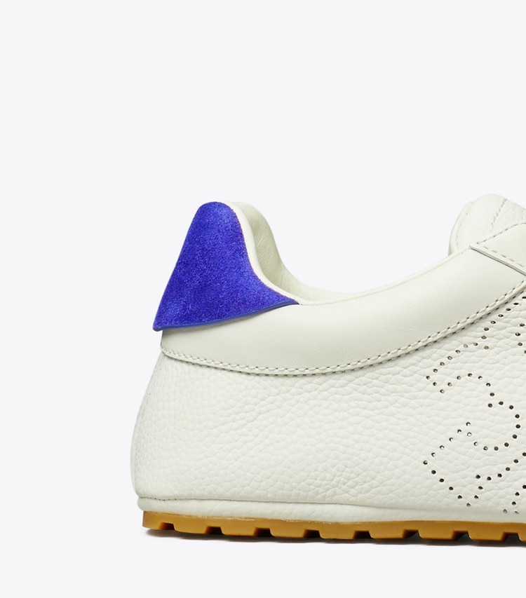 Tory Burch designer sneakers Field Sneaker in BLANC / WHITE MOCHA / BALLPOINT BLUE detail