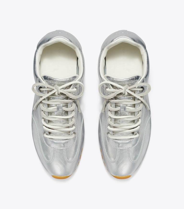 Tory Burch designer sneakers Field Sneaker in ARGENTO angle