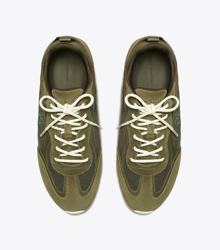 Tory Burch designer sneakers Field Sneaker in DARK OLIVE overhead