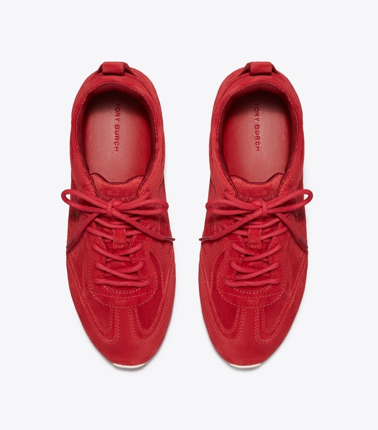 Tory Burch designer sneakers Field Sneaker in TOUCAN RED overhead