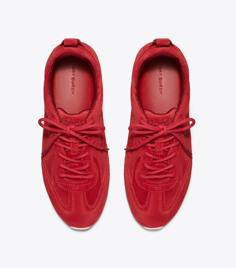 Tory Burch designer sneakers Field Sneaker in TOUCAN RED overhead