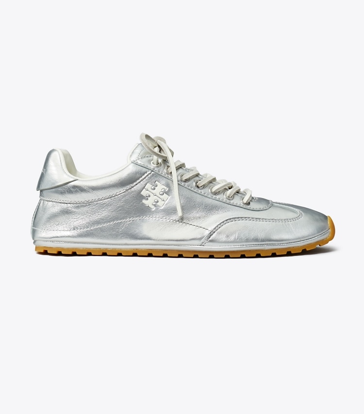 Tory Burch designer sneakers Field Sneaker in ARGENTO side
