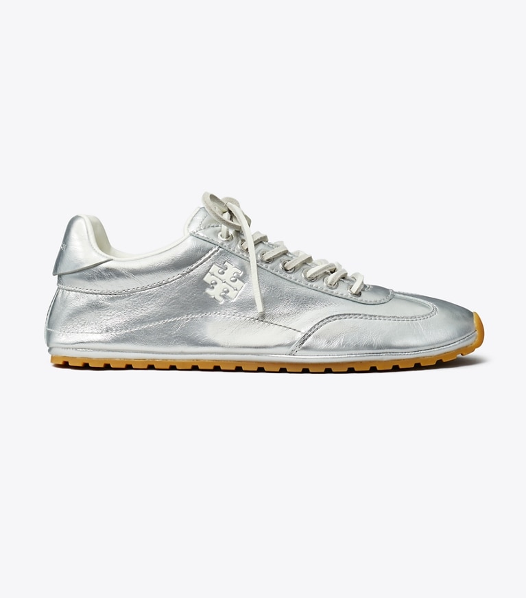 Tory Burch designer sneakers Field Sneaker in ARGENTO angle