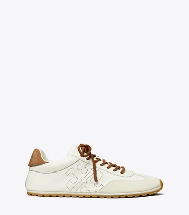 Tory Burch designer sneakers Field Sneaker in BLANC / WHITE MOCHA / GINGERBREAD BROWN side