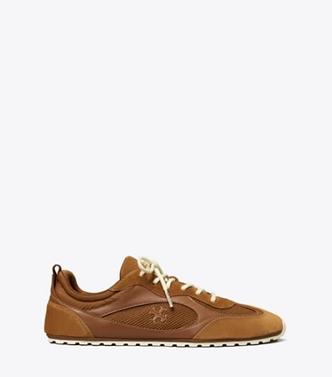 Tory Burch designer sneakers Field Sneaker in COGNAC BROWN side
