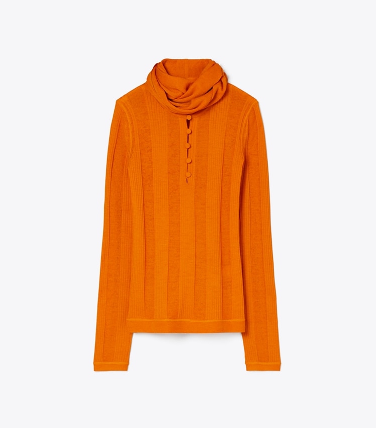 Fine Rib Front-Tie Sweater by Tory Burch