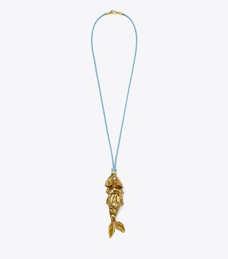 Antique Gold Tone Fish Hook Pendant Necklace, Fish Hook Charm