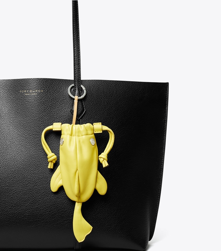 Tory Burch designer bag charms & key rings Fish Pouch Bag Charm in Yellow detail